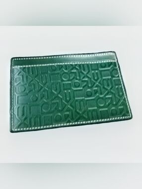 Rolex Embossed Green Leather Card Holder